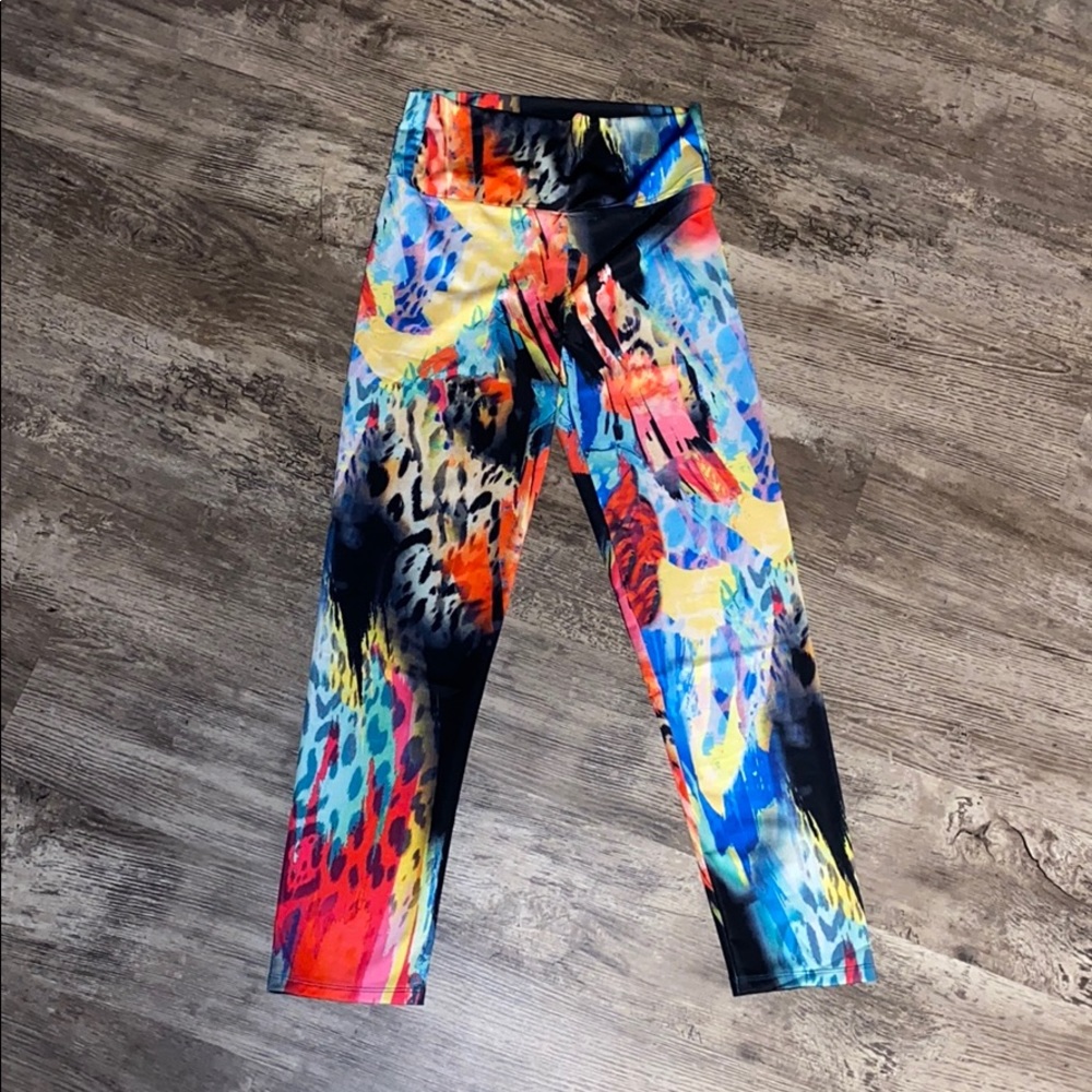 Abstract print high waist stretch leggings